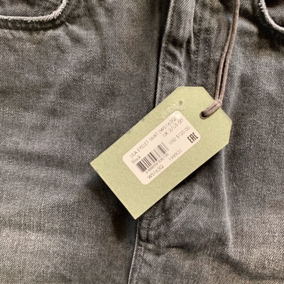 ALL SAINTS Lila Eyelet Black Denim Mini Skirt NWT - Picture 9 of 9